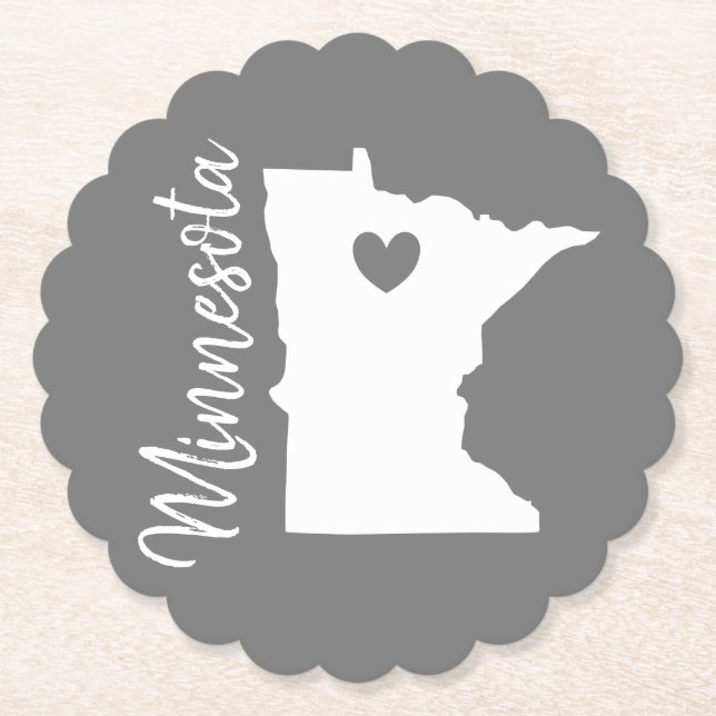 Dessous-de-verre En Papier Minnesota carte d'état amour à la maison (Devant)