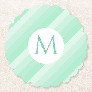 Dessous-de-verre En Papier Mint Green Stripes tendance moderne Monogram Modèl