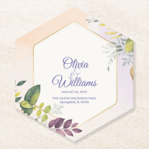 Dessous-de-verre En Papier Modèle d'invitation de mariage floral élégant