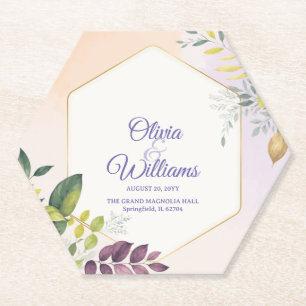 Dessous-de-verre En Papier Modèle d'invitation de mariage floral élégant