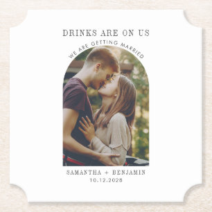 Dessous-de-verre En Papier Modern Save the Date Photo Mariage Faire-part