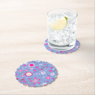 Dessous-de-verre En Papier Moderne Bleu Fleurs fraîches Botanique
