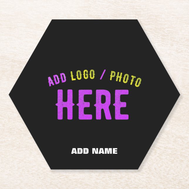 DESSOUS-DE-VERRE EN PAPIER MODERNE ET MODERNE PERSONNALISABLE NOIR VÉRIFIÉ (Devant)