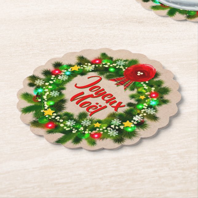 Dessous-de-verre En Papier Modifier le texte Joyeux Noël (Incliné)