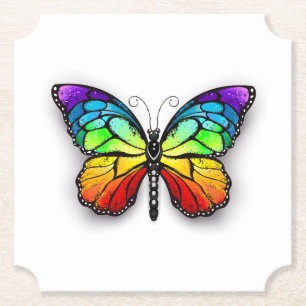 Dessous-de-verre En Papier Monarque papillon arc-en-ciel