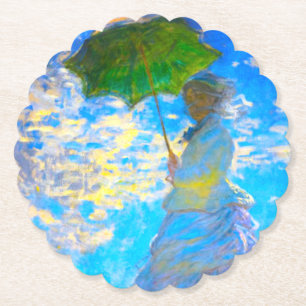 Dessous-de-verre En Papier Monet Woman avec un parasol