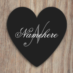 Dessous-de-verre En Papier Monogramme de nom noir et blanc personnalisé uniqu