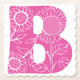 Dessous-de-verre En Papier monogramme floral B lettre majuscule