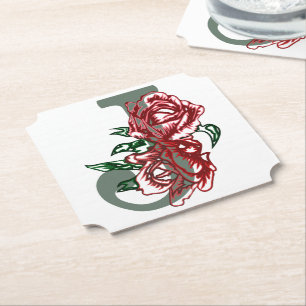 Dessous-de-verre En Papier monogramme floral lettre majuscule J