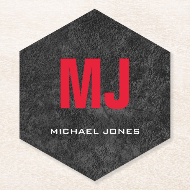 Dessous-de-verre En Papier Monogramme gris unique tendance ton nom (Devant)