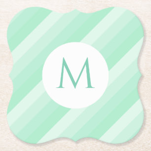 Dessous-de-verre En Papier Monogramme moderne tendance Modèle Mint Green Stri