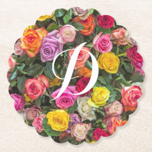 Dessous-de-verre En Papier Monogramme Rose mariage Faveur