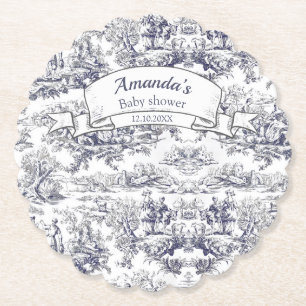 Dessous-de-verre En Papier monogramme vintage floral noir toile de jouy
