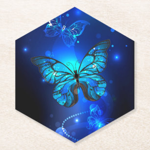 Dessous-de-verre En Papier Morpho Butterfly in the Dark Background