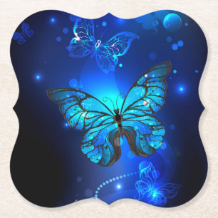 Dessous-de-verre En Papier Morpho Butterfly in the Dark Background