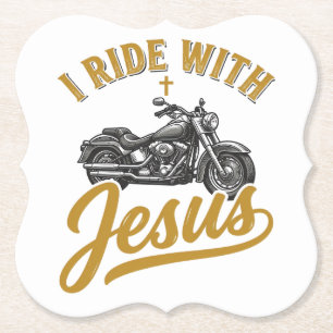 Dessous-de-verre En Papier Motard Chrétien Je Roule Avec Jésus Vintage Moto