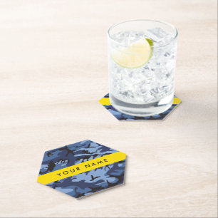 Dessous-de-verre En Papier Motif camouflage bleu marine Personnalisez votre n