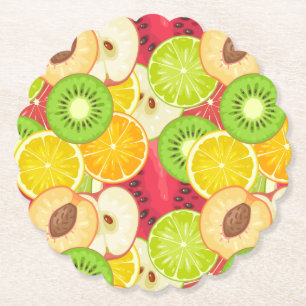 Dessous-de-verre En Papier Motif coloré de fruit d'amusement