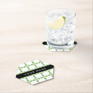 Dessous-de-verre En Papier Motif de feuille, feuilles vertes, votre nom