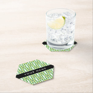 Dessous-de-verre En Papier Motif de feuille, feuilles vertes, votre nom