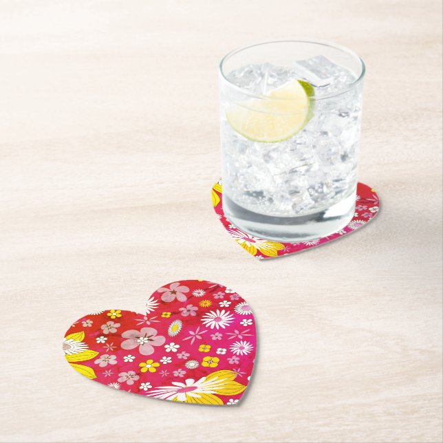 Dessous-de-verre En Papier Motif de fleurs (En situation)