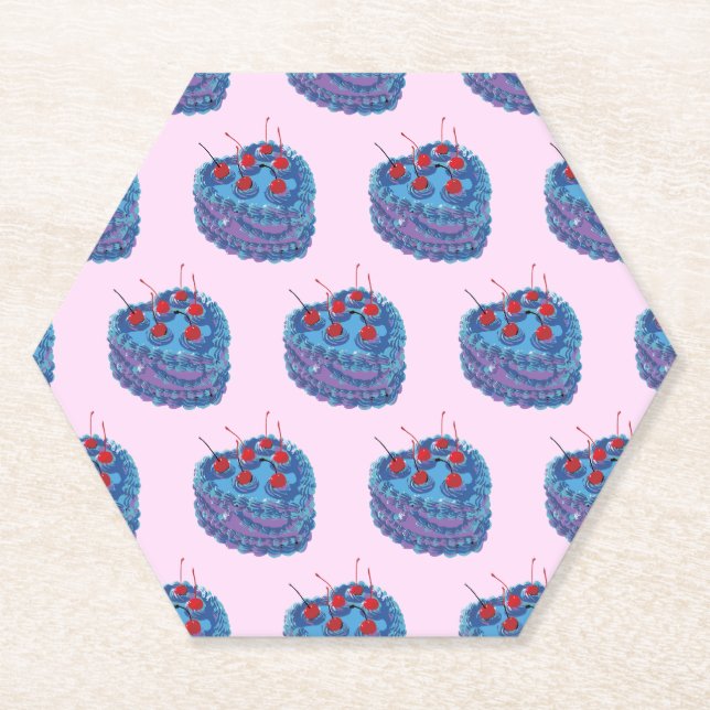 Dessous-de-verre En Papier Motif de gâteau au coeur mou (Devant)