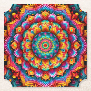 Dessous-de-verre En Papier Motif de mandala géométrique coloré-342678