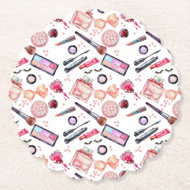 Dessous-de-verre En Papier Motif de maquillage d'aquarelle (Devant)