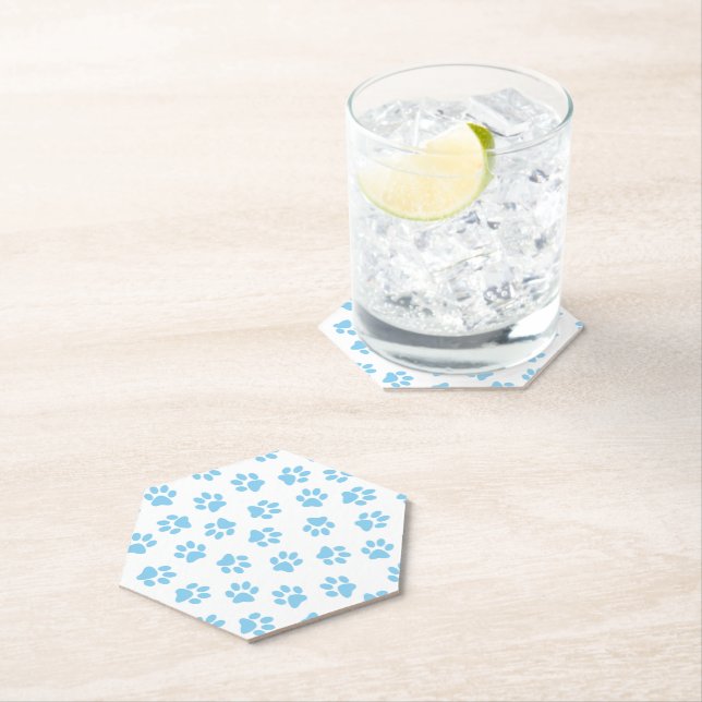 Dessous-de-verre En Papier Motif De Pâtes, Poches De Chien, Bébé Pâtes Bleues (En situation)