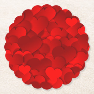 Dessous-de-verre En Papier Motif de texture de coeurs d'amour rouge romantiqu
