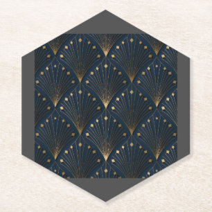Dessous-de-verre En Papier Motif déco bleu et or