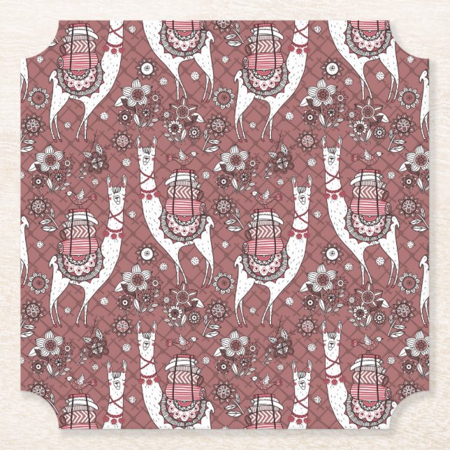 Dessous-de-verre En Papier Motif drôle de lamas (Devant)