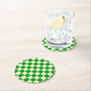 Dessous-de-verre En Papier Motif du tableau de bord Retro Green Off White Che