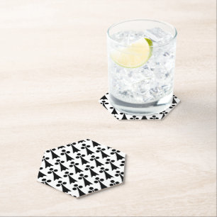 Dessous-de-verre En Papier Motif Ermine, Motif Médiéval, Noir sur Blanc