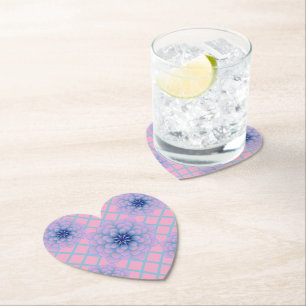 Dessous-de-verre En Papier Motif Floral Bleu Pastel Violet Esthétique Sans Co