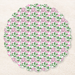 Dessous-de-verre En Papier Motif floral foncé sans couture Fleurs roses Feuil