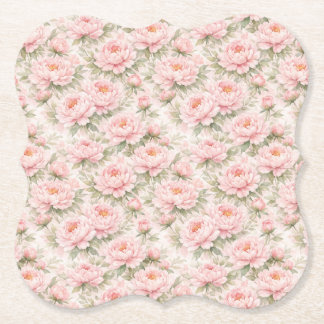 Dessous-de-verre En Papier Motif floral sans couture de pivoine à l'aquarelle