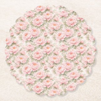 Dessous-de-verre En Papier Motif floral sans couture de pivoine à l'aquarelle