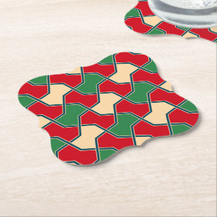 Dessous-de-verre En Papier Motif géométrique de Cravate rouge rouge vert Orie