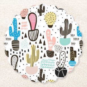 Dessous-de-verre En Papier Motif géométrique moderne de Cactus