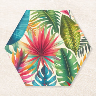 Dessous-de-verre En Papier Motif hawaïen Feuille tropical