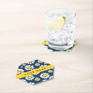 Dessous-de-verre En Papier Motif Marguerite, Marguerites Blanches, Votre Nom