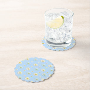 Dessous-de-verre En Papier Motif marguerrier sur arrière - plan bleu clair