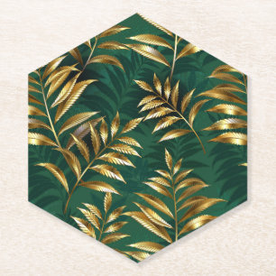 Dessous-de-verre En Papier Motif sans couture avec des fougères dorées