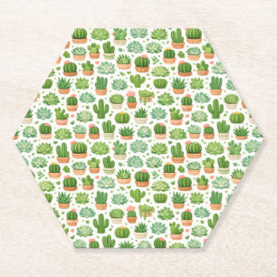 Dessous-de-verre En Papier Motif sans couture de plante succulente mignonne