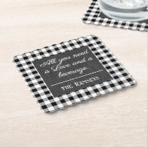 Name Quote. Black & White Check, Black Denim Print