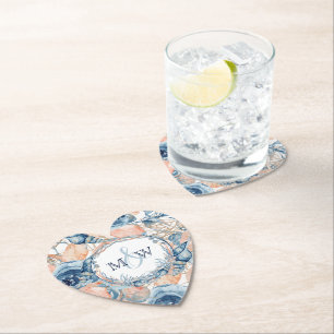 Dessous-de-verre En Papier Nautique Mariage Beach Sea Shell et Roses,
