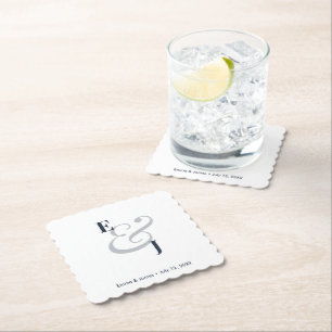 Dessous-de-verre En Papier Navy Ampersand Mariage   Cocktail 