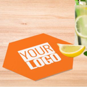 Dessous-de-verre En Papier Neon orange - ajoutez votre logo