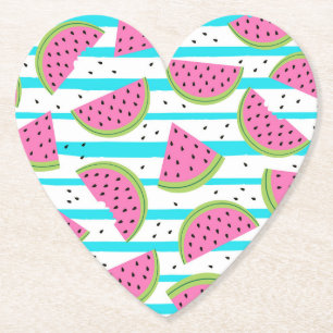 Dessous-de-verre En Papier Neon Watermelon sur Stripes Motif